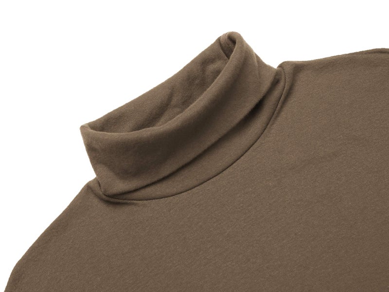 Poriff Men's Casual Slim Fit Basic Tops Knitted Thermal Turtleneck Pullover Lightweight Sweater Khaki M - Image 4